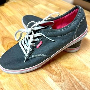 Women’s size 8.5 Vans Off The Wall sneakers. Grey/Pink/White